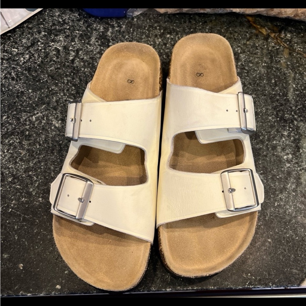 Quince Cream Sandals with Cork Footbed - Picture 2 of 3